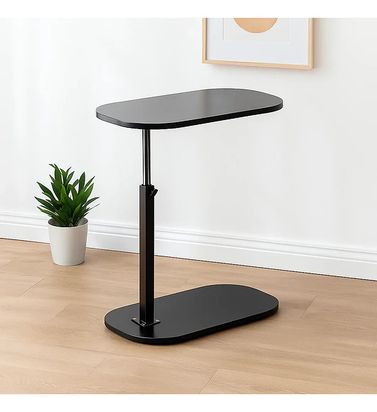 Mesa de Noche Ajustable en C para Cama y Sofá - Negro