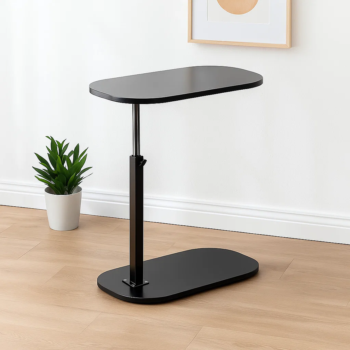 Mesa de Noche Ajustable en C para Cama y Sofá - Negro 1