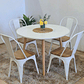 Comedor Mesa Aura Blanca 100 cm + Sillas Tolix con Asiento de Madera - Miniatura 2