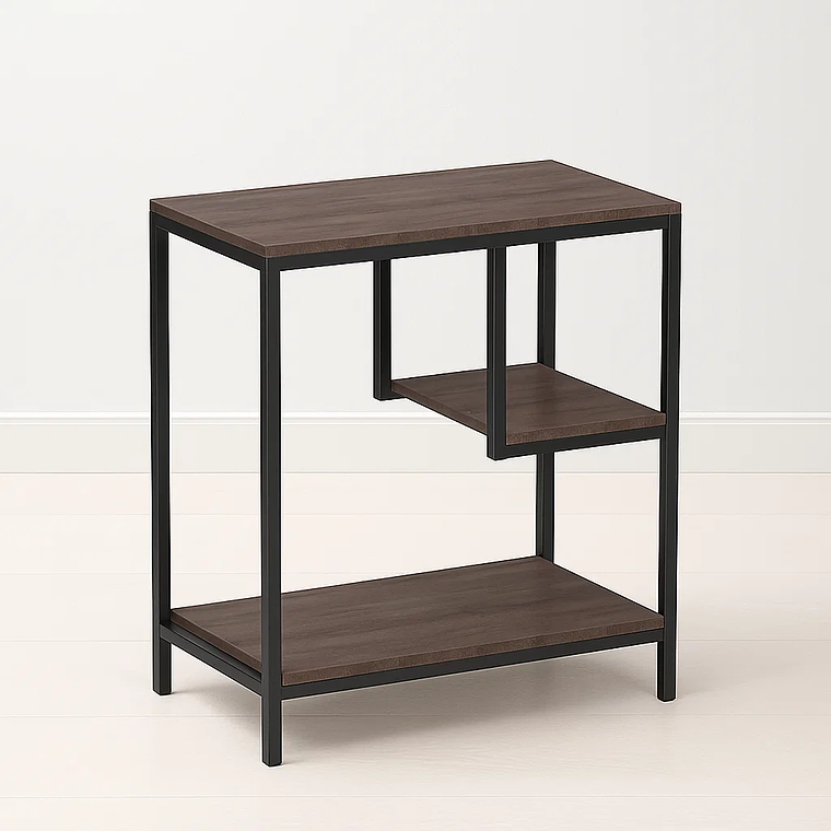 Mesa Auxiliar de 3 Niveles con Estantes Abiertos 3