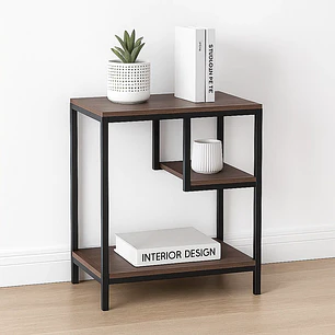 Mesa Auxiliar de 3 Niveles con Estantes Abiertos