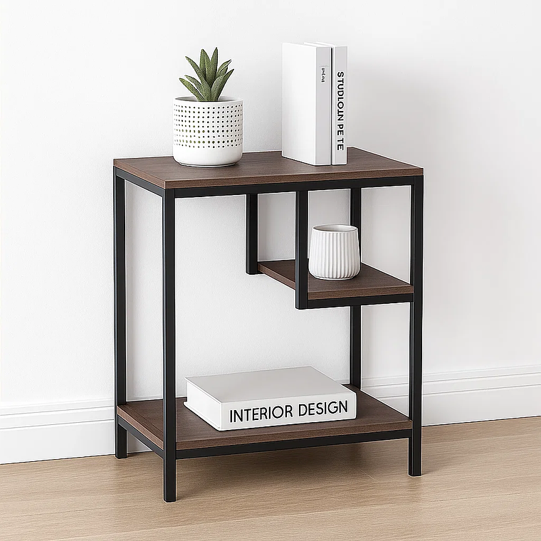 Mesa Auxiliar de 3 Niveles con Estantes Abiertos 1