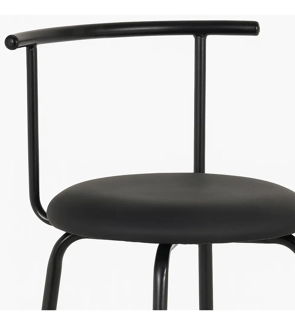 Taburete Alto Oslo Metal y Cuero Sintético - Negro