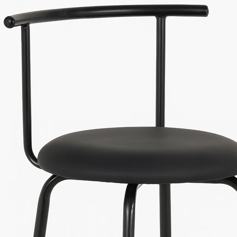 Taburete Alto Oslo Metal y Cuero Sintético - Negro 3