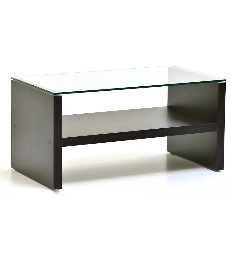 Mesa de Centro Moderna Madera Walnut Wood Vidrio
