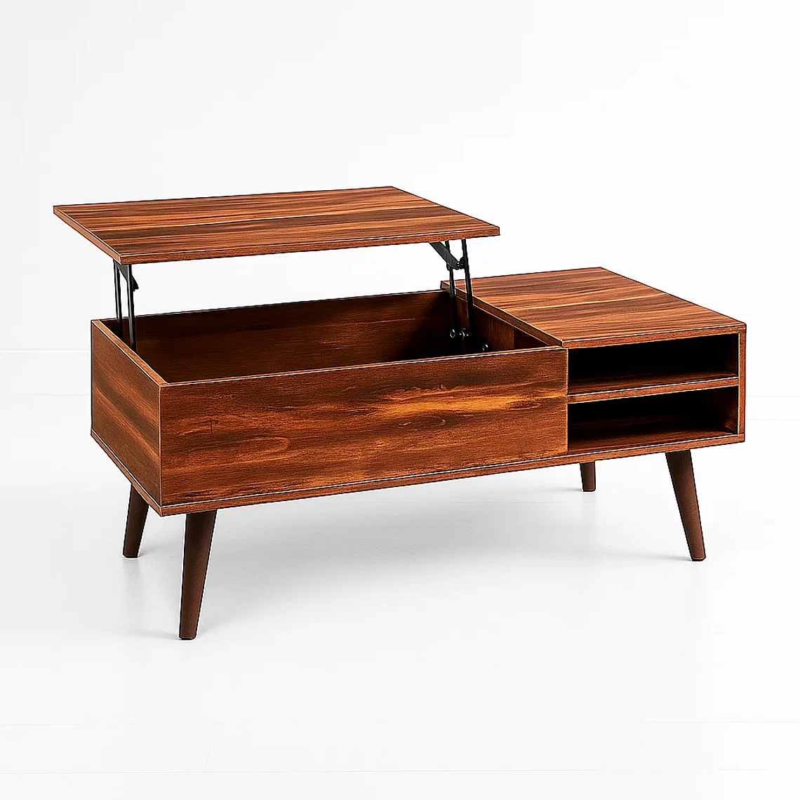 Mesa de Centro Rústica Greva Lift con Cajones y Repisa 4