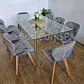 Comedor Rubi Gold 160x80cms  + 8 Sillas Mariposa Velvet  - Miniatura 14