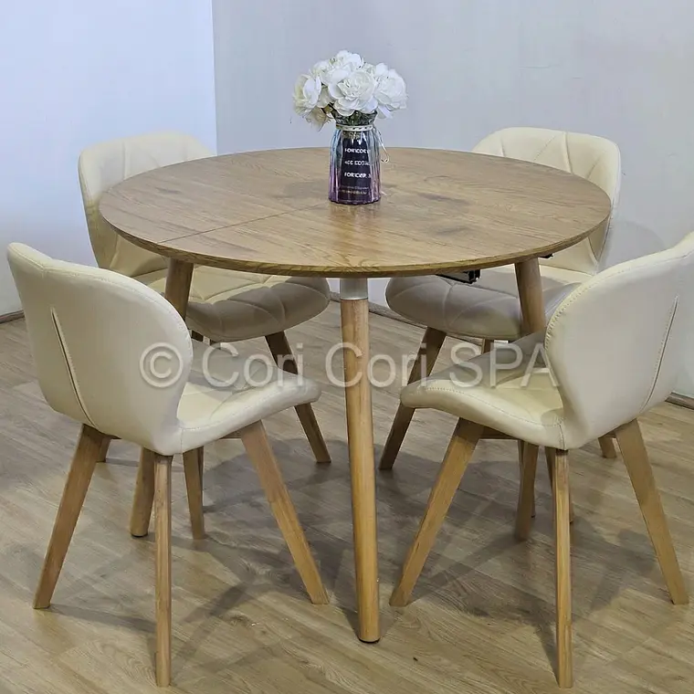 Comedor Mesa Expandible (100 - 180cms) + Sillas Mariposa Ecocuero Wood  15