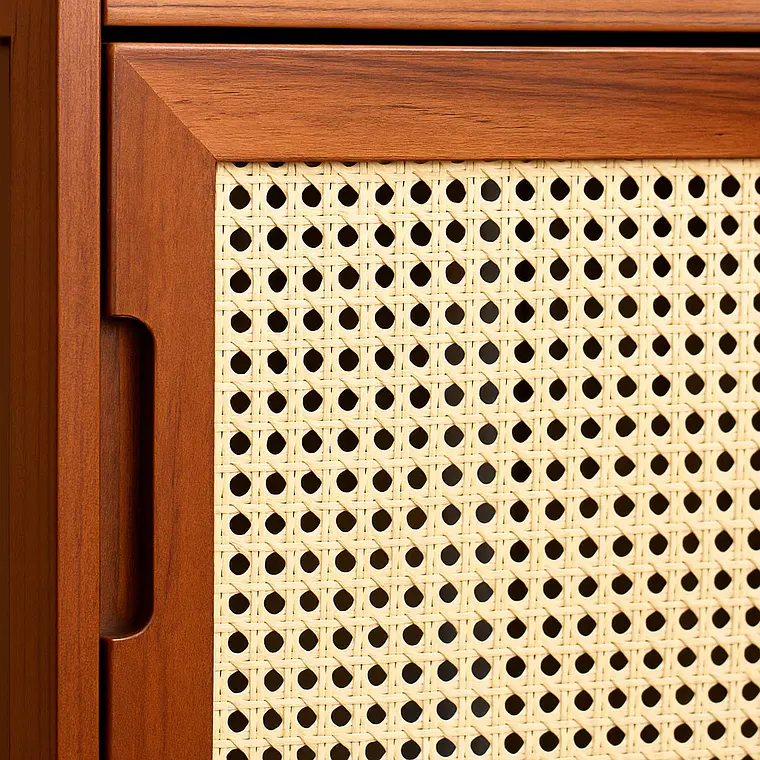 Vitrina EcoLuxe de Bambú y Ratán Sintético 4 Niveles 4