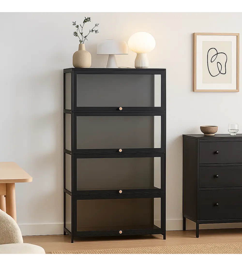 Vitrina BambooGlass 4 Niveles - Negro