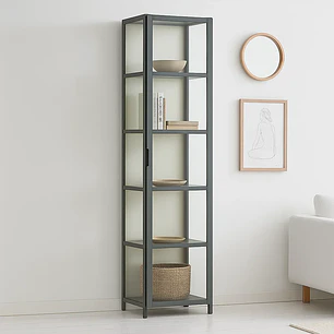 Vitrina BambooLine Estrecha con Puertas Acrílicas 5 Niveles