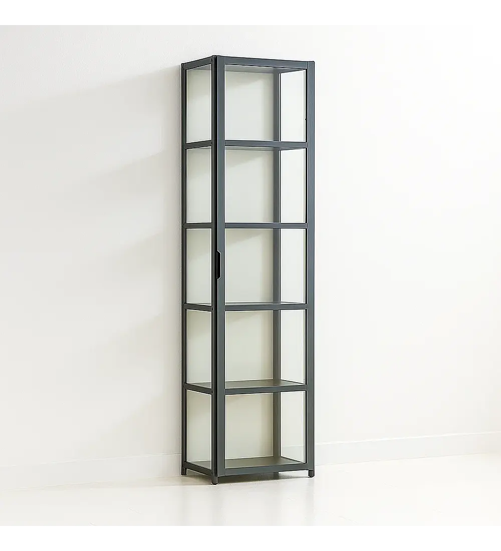 Vitrina BambooLine Estrecha con Puertas Acrílicas 5 Niveles