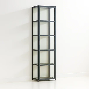 Vitrina BambooLine Estrecha con Puertas Acrílicas 5 Niveles