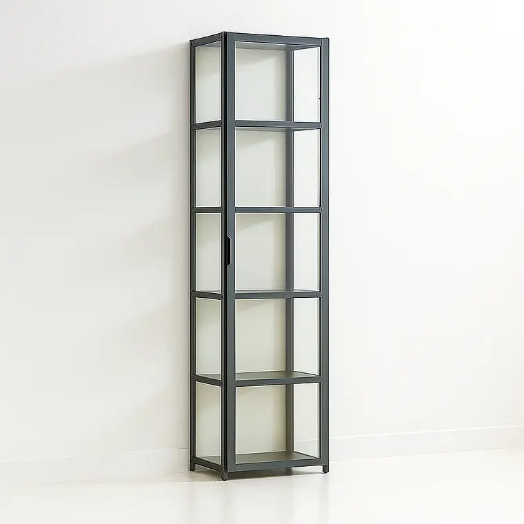 Vitrina BambooLine Estrecha con Puertas Acrílicas 5 Niveles 2