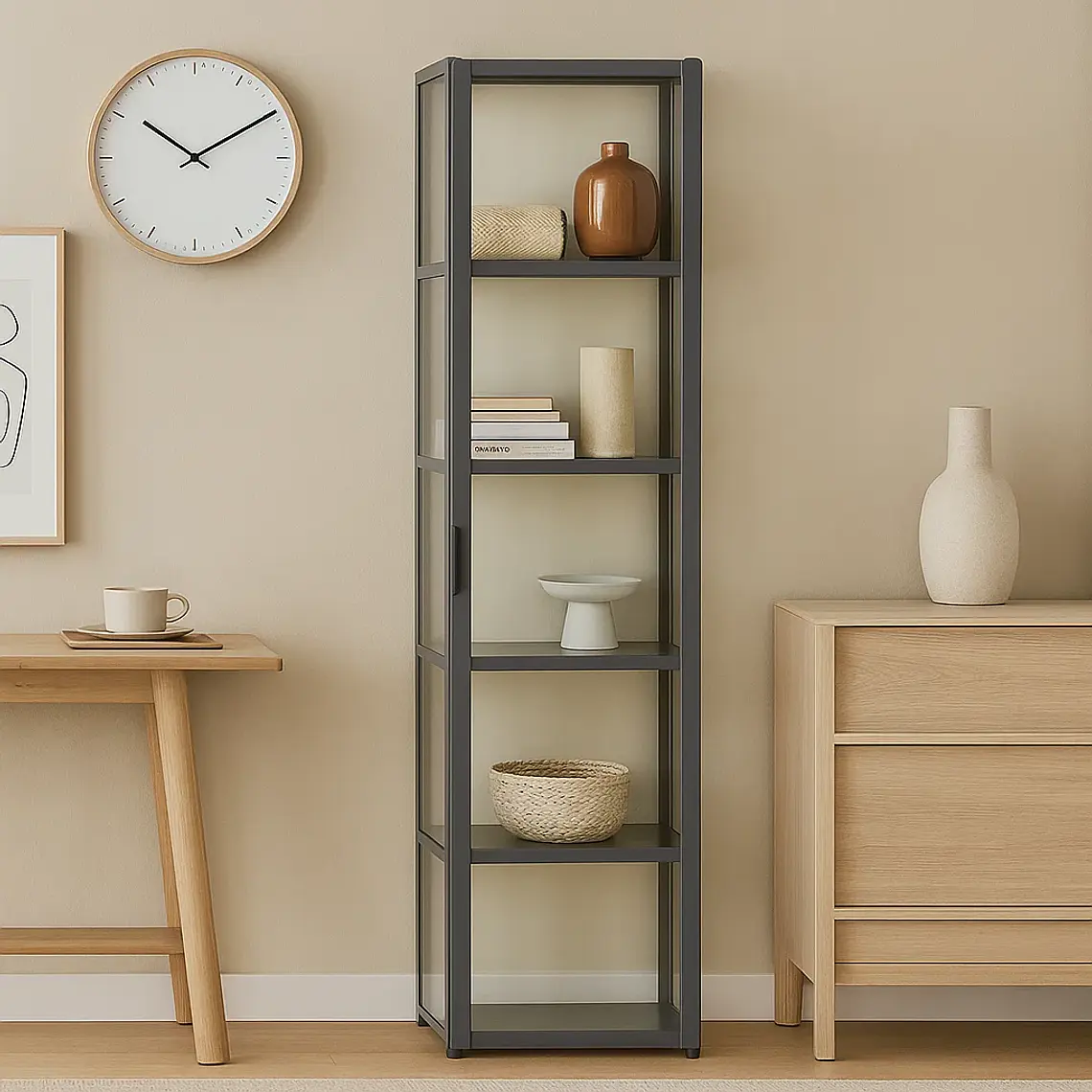 Vitrina BambooLine Estrecha con Puertas Acrílicas 5 Niveles 4