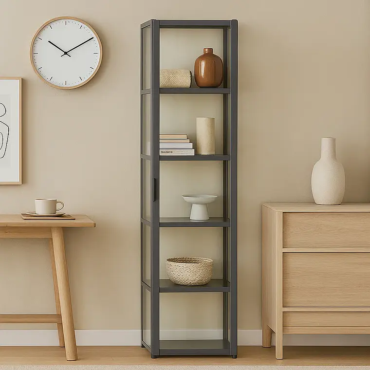 Vitrina BambooLine Estrecha con Puertas Acrílicas 5 Niveles 4