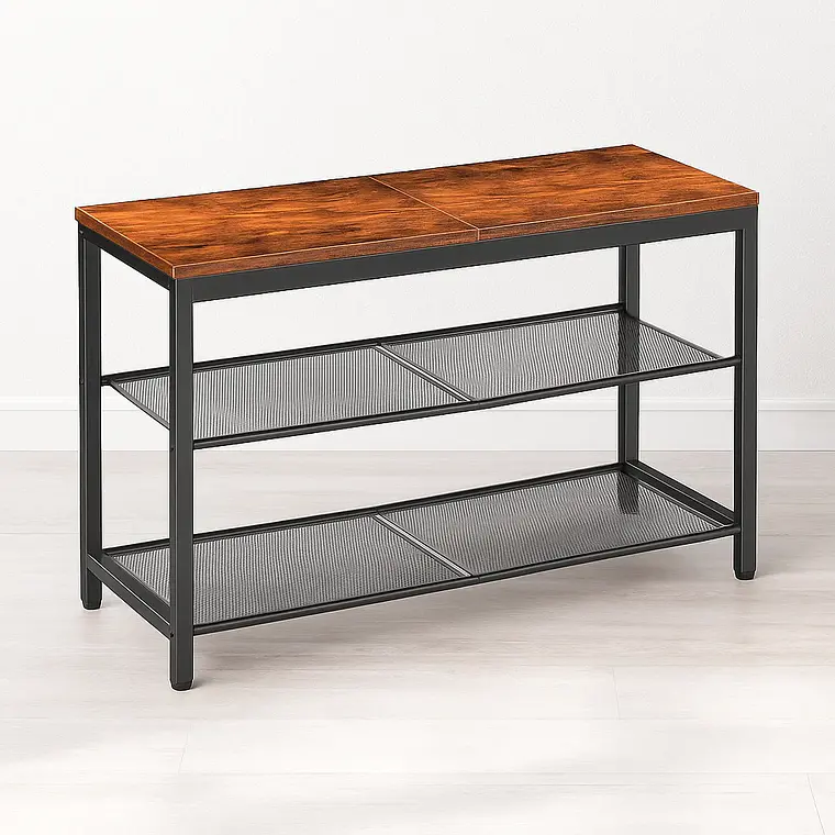 Banco Organizador Estilo Industrial con 3 Niveles 3