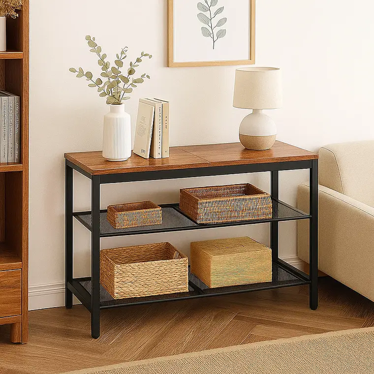 Banco Organizador Estilo Industrial con 3 Niveles 1