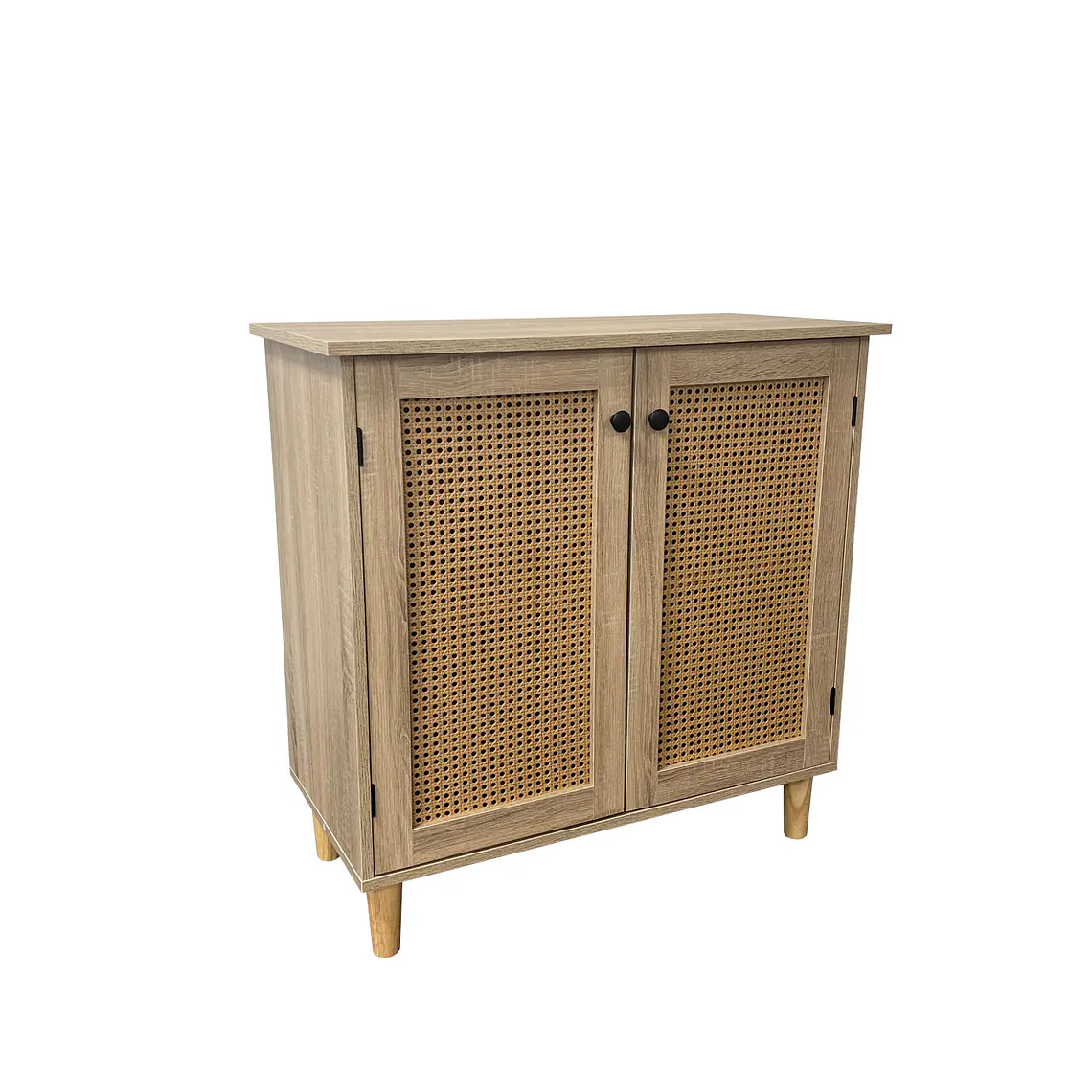Cómoda 2 Puertas con Rattan - Madera Clara 3