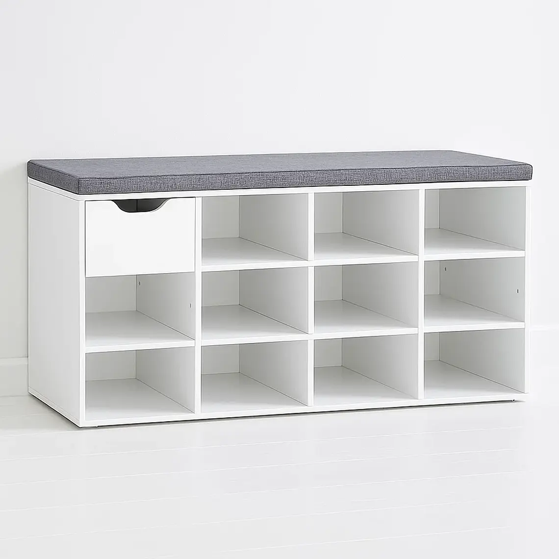 Banco Zapatero Blanco con Cojín y Compartimentos 3