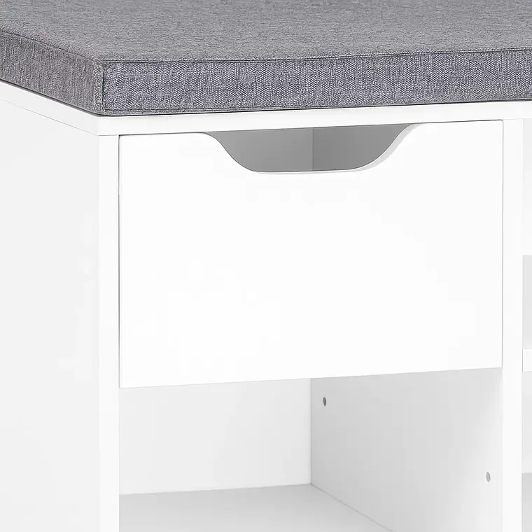 Banco Zapatero Blanco con Cojín y Compartimentos 4