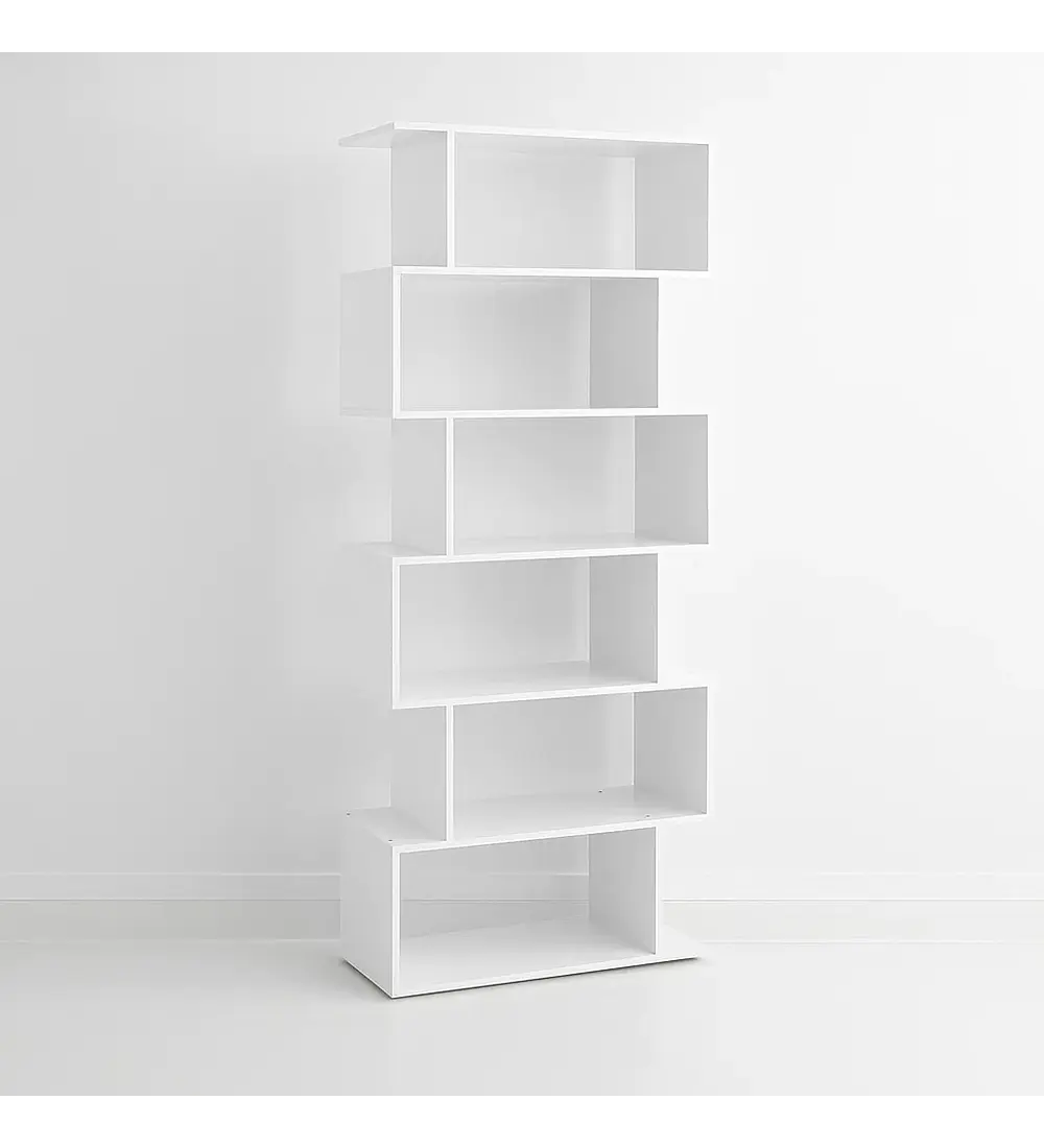 Estantería Moderna ZigZag de 6 Niveles - Blanco
