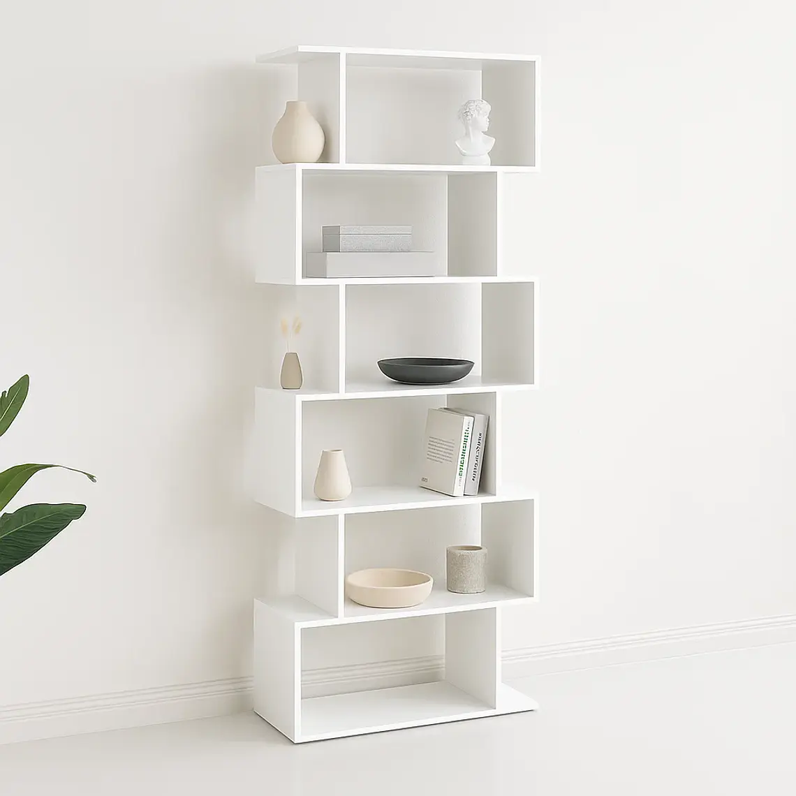 Estantería Moderna ZigZag de 6 Niveles - Blanco 2