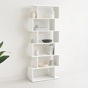 Estantería Moderna ZigZag de 6 Niveles - Blanco