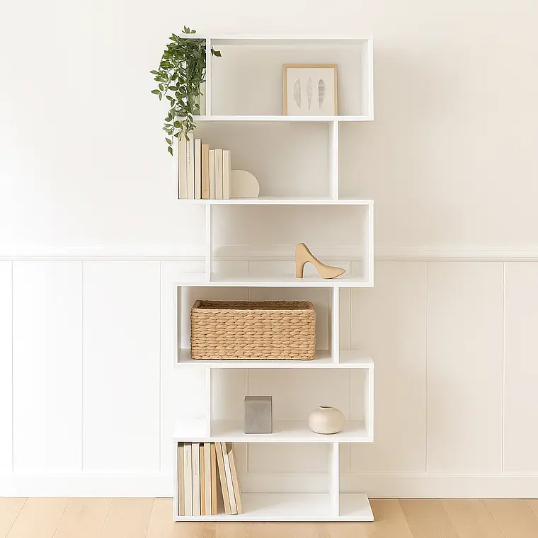 Estantería Moderna ZigZag de 6 Niveles - Blanco 1