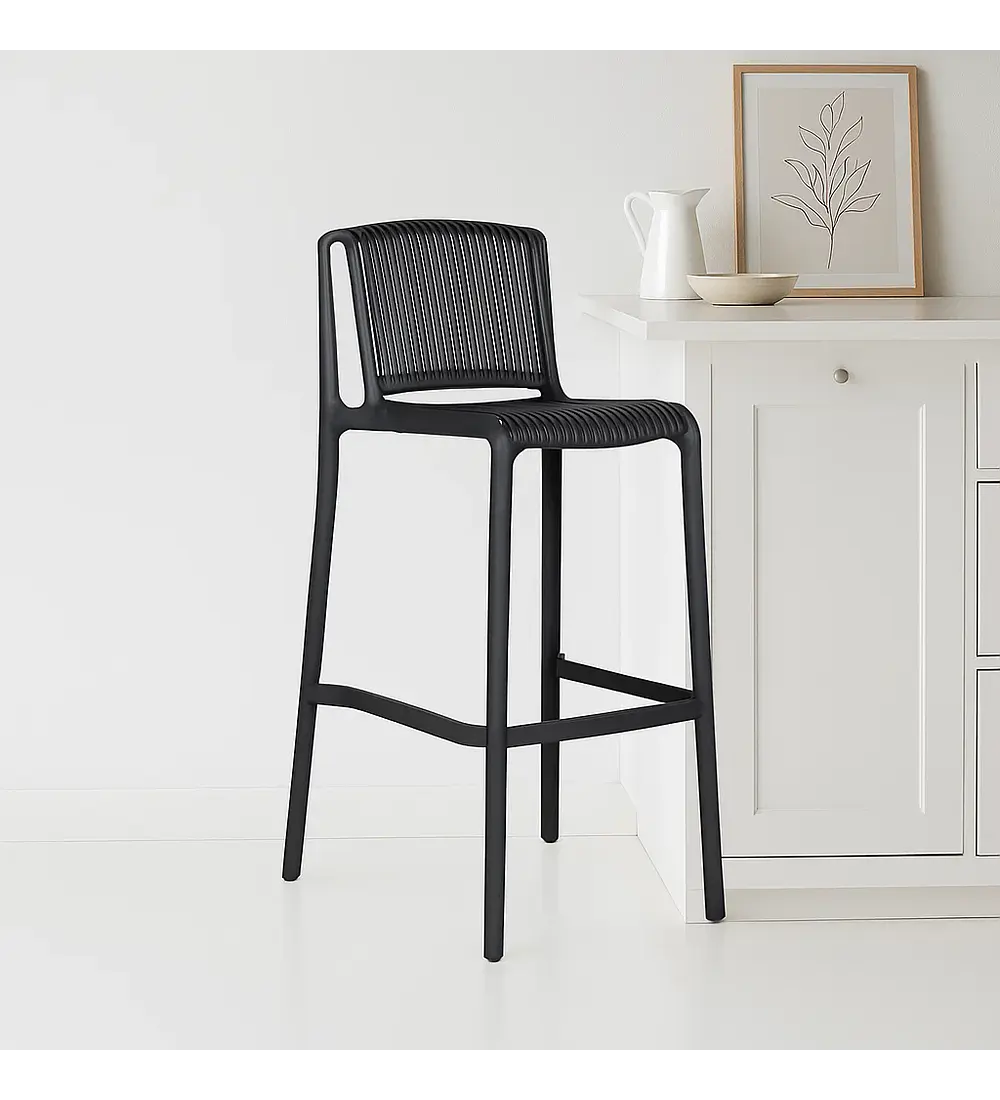 Taburete Alto Capri Polipropileno - Negro