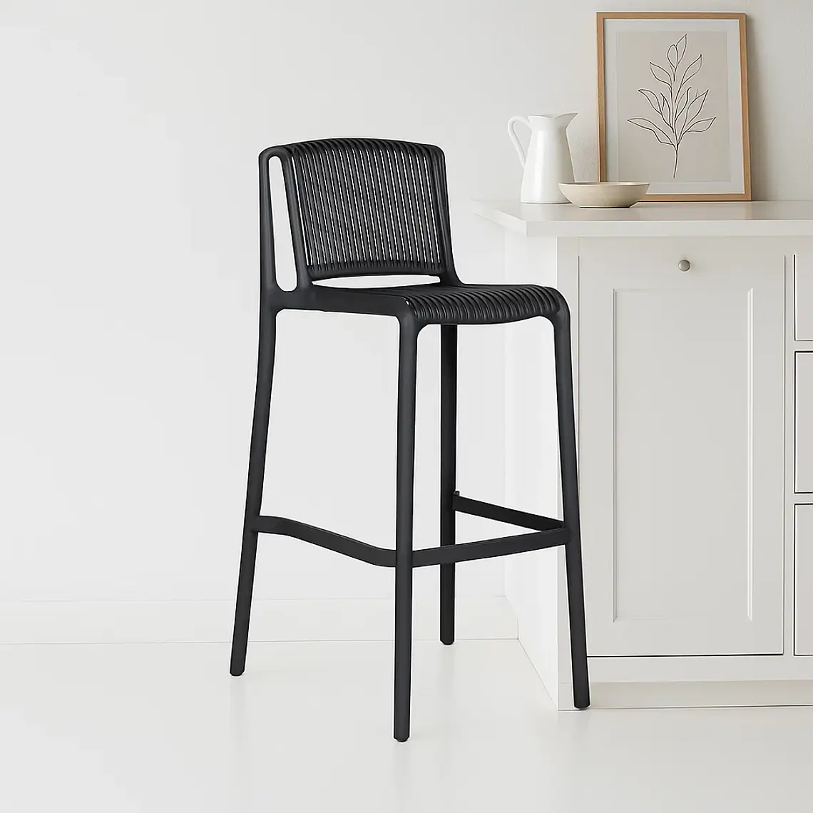 Taburete Alto Capri Polipropileno - Negro 1