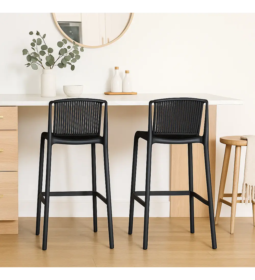 Taburete Alto Capri Polipropileno - Negro