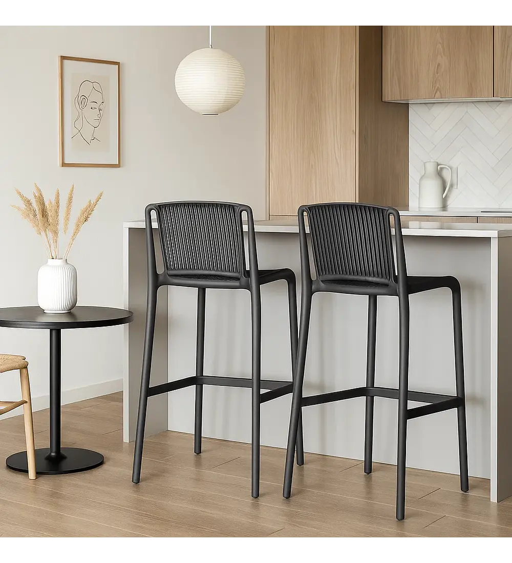 Taburete Alto Capri Polipropileno - Negro