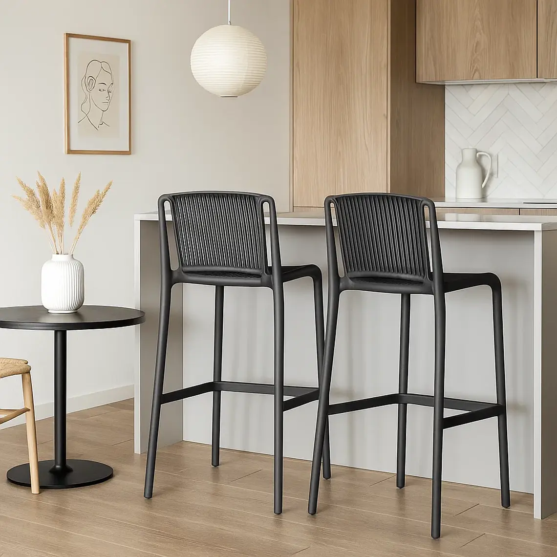 Taburete Alto Capri Polipropileno - Negro 4