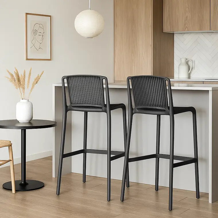 Taburete Alto Capri Polipropileno - Negro 4