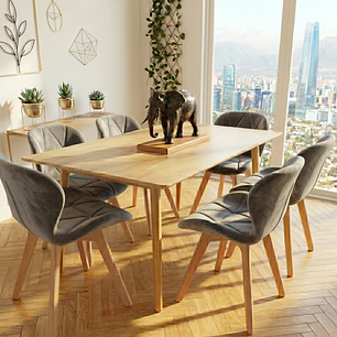 Comedor Mesa Vema 140x80cms  + 4 Sillas Mariposa Velvet