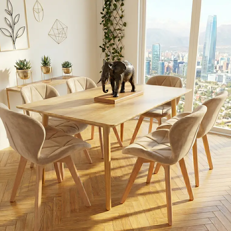 Comedor Mesa Vema 140x80cms  + 4 Sillas Mariposa Velvet 3