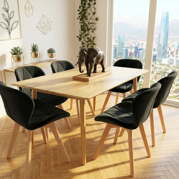 Comedor Mesa Vema 140x80cms  + 4 Sillas Mariposa Velvet 4