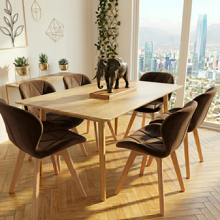 Comedor Mesa Vema 140x80cms  + 4 Sillas Mariposa Velvet 5