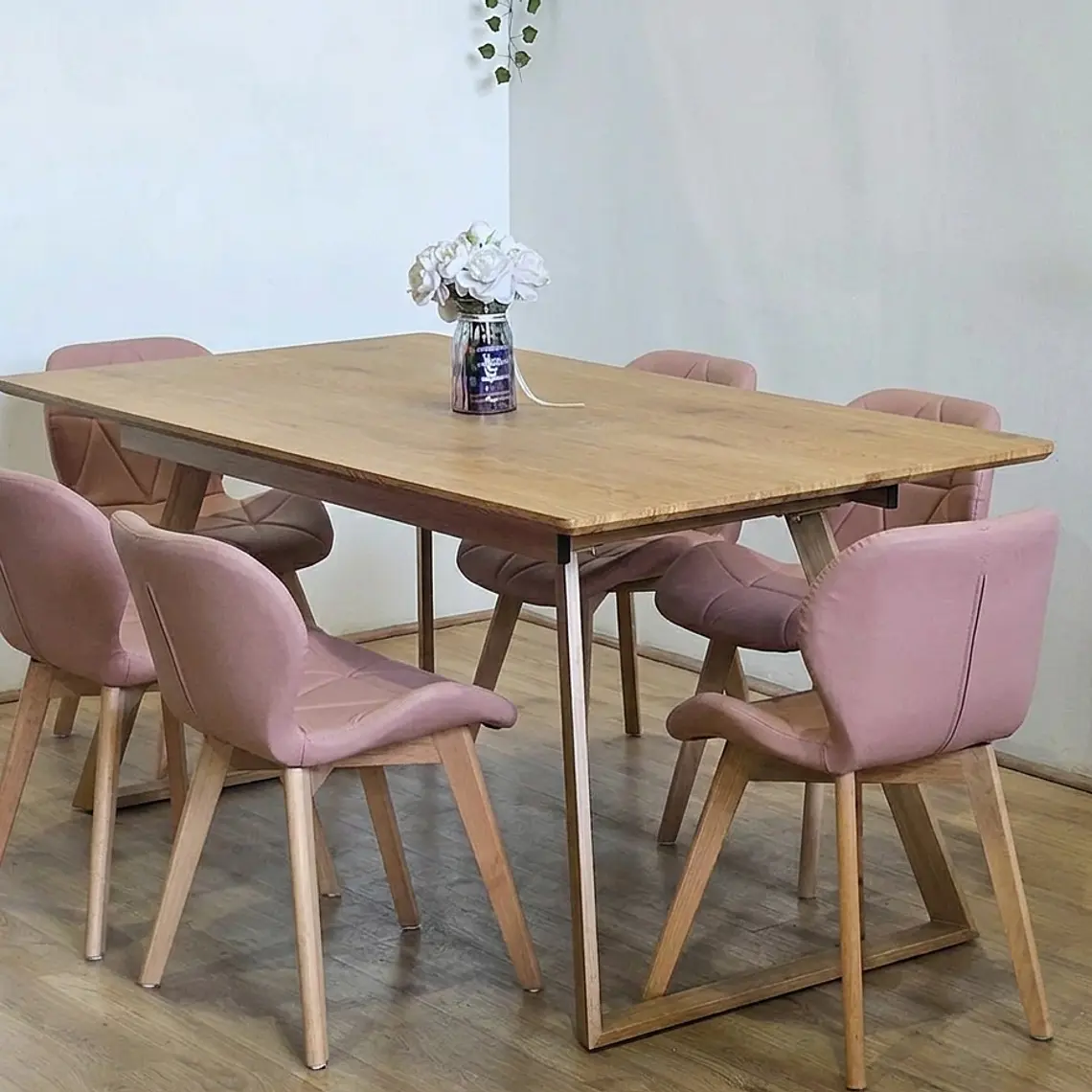 Comedor Mesa Expandible Rectangular + 6 Sillas Mariposas Ecocuero Wood 14