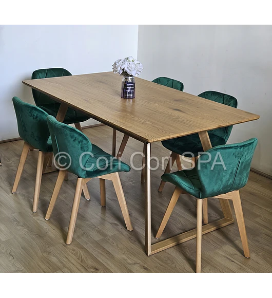 Comedor Mesa Expandible Rectangular + 6 Sillas Mariposas Velvet 