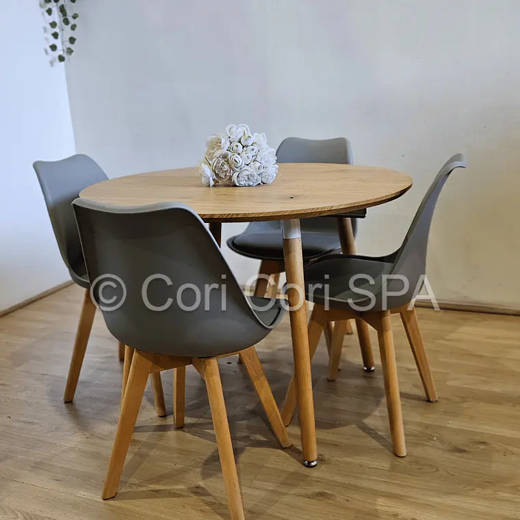 Comedor Mesa Aura Wood 120cms  + 4 Sillas Tulip 7