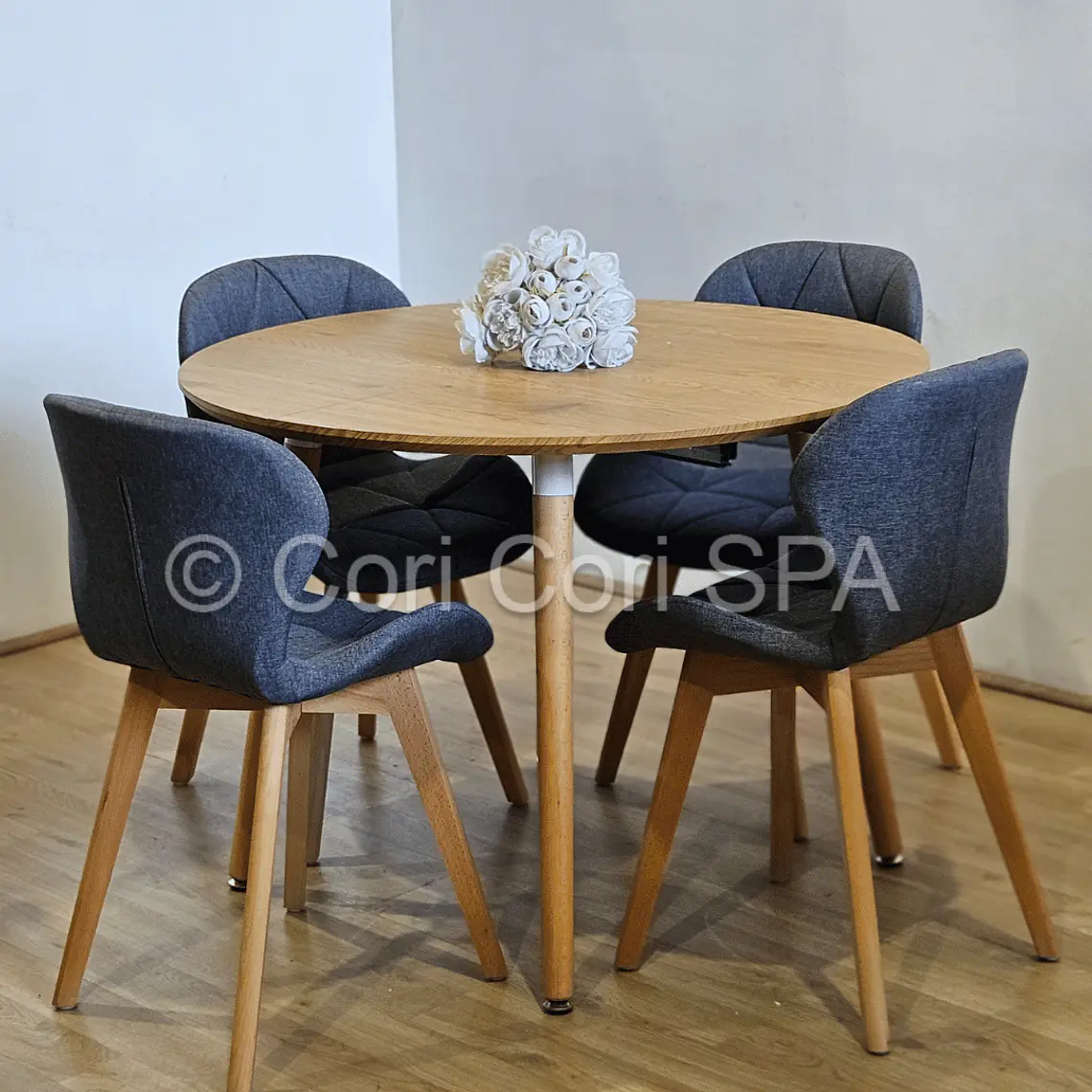 Comedor Mesa Aura 120cms + 4 Sillas Mariposa Lino 1