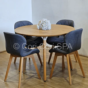 Comedor Mesa Aura 120cms + 4 Sillas Mariposa Lino