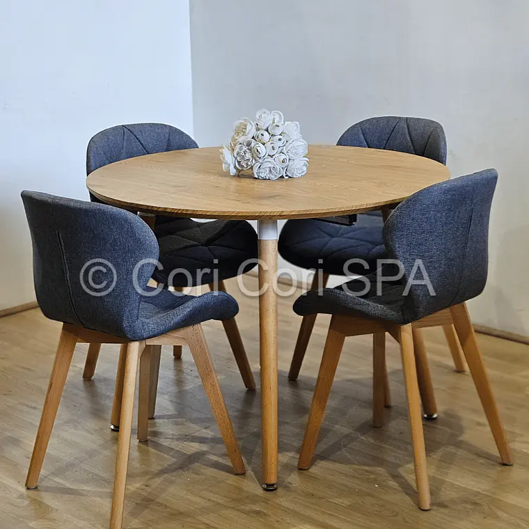 Comedor Mesa Aura 120cms + 4 Sillas Mariposa Lino 1