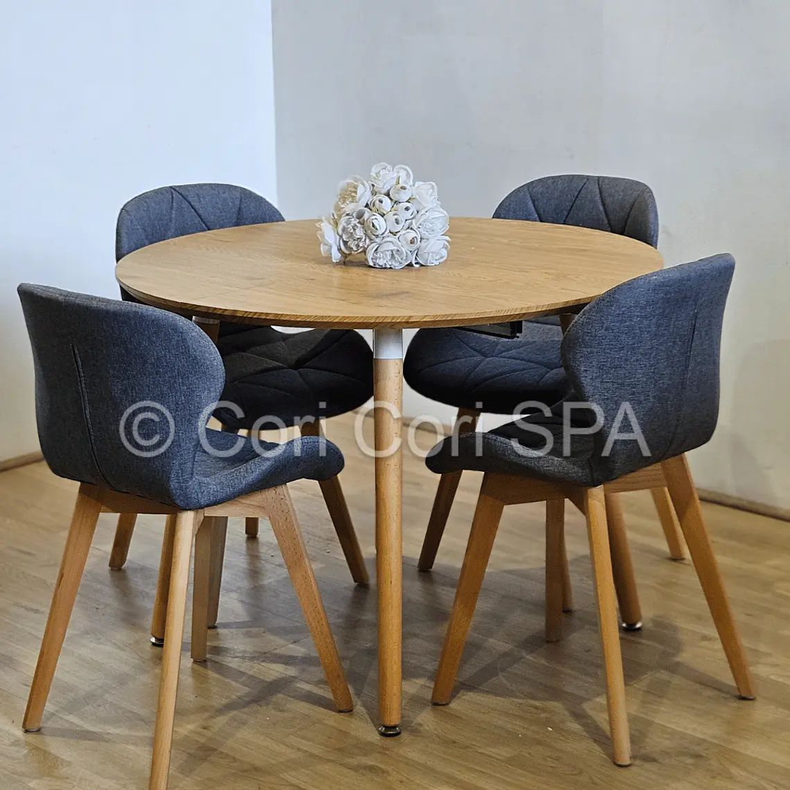 Comedor Mesa Aura 120cms + 4 Sillas Mariposa Lino 5