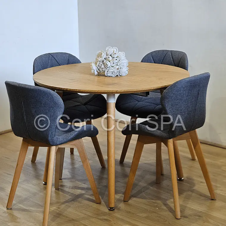Comedor Mesa Aura 120cms + 4 Sillas Mariposa Lino 5