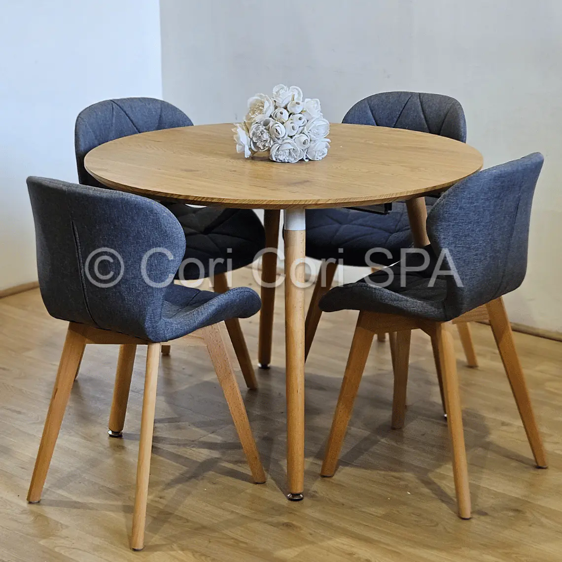 Comedor Mesa Aura 120cms + 4 Sillas Mariposa Lino 6
