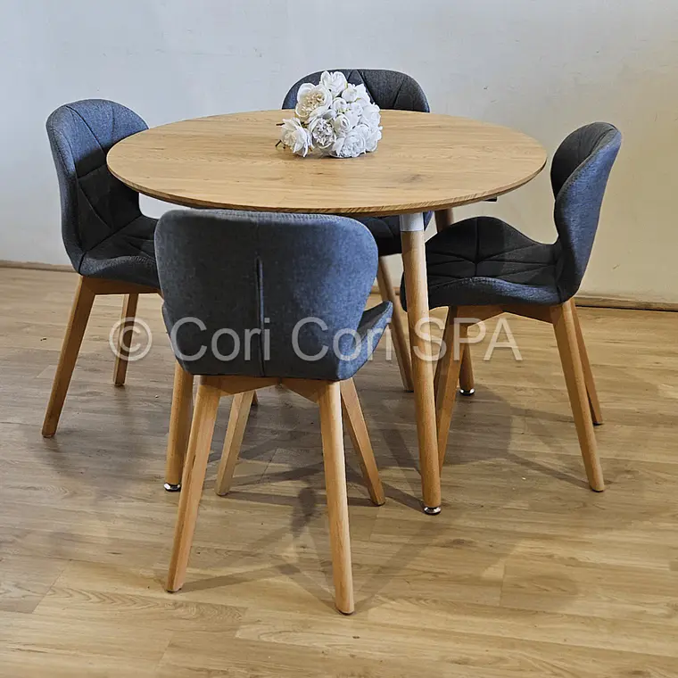 Comedor Mesa Aura 120cms + 4 Sillas Mariposa Lino 7