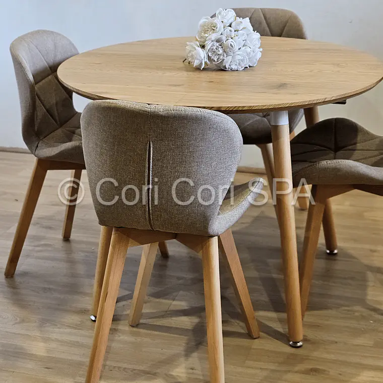 Comedor Mesa Aura 120cms + 4 Sillas Mariposa Lino 8